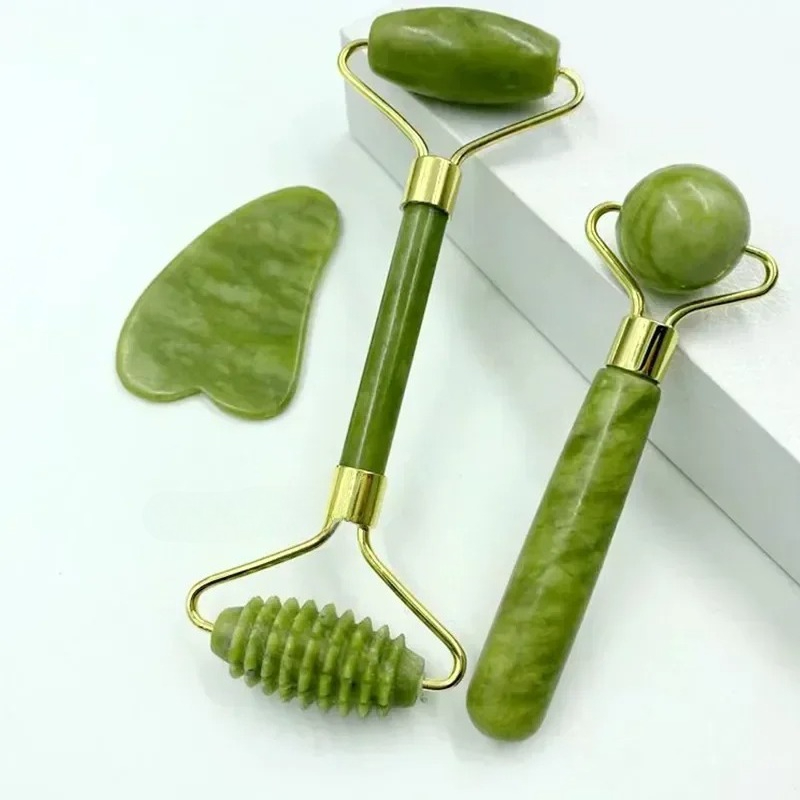Reflexology Foot Roller - Massaggiatore con rullo di giada naturale,
